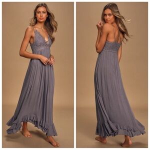 Free people Adella charcoal Maxi Dress size M NWOT